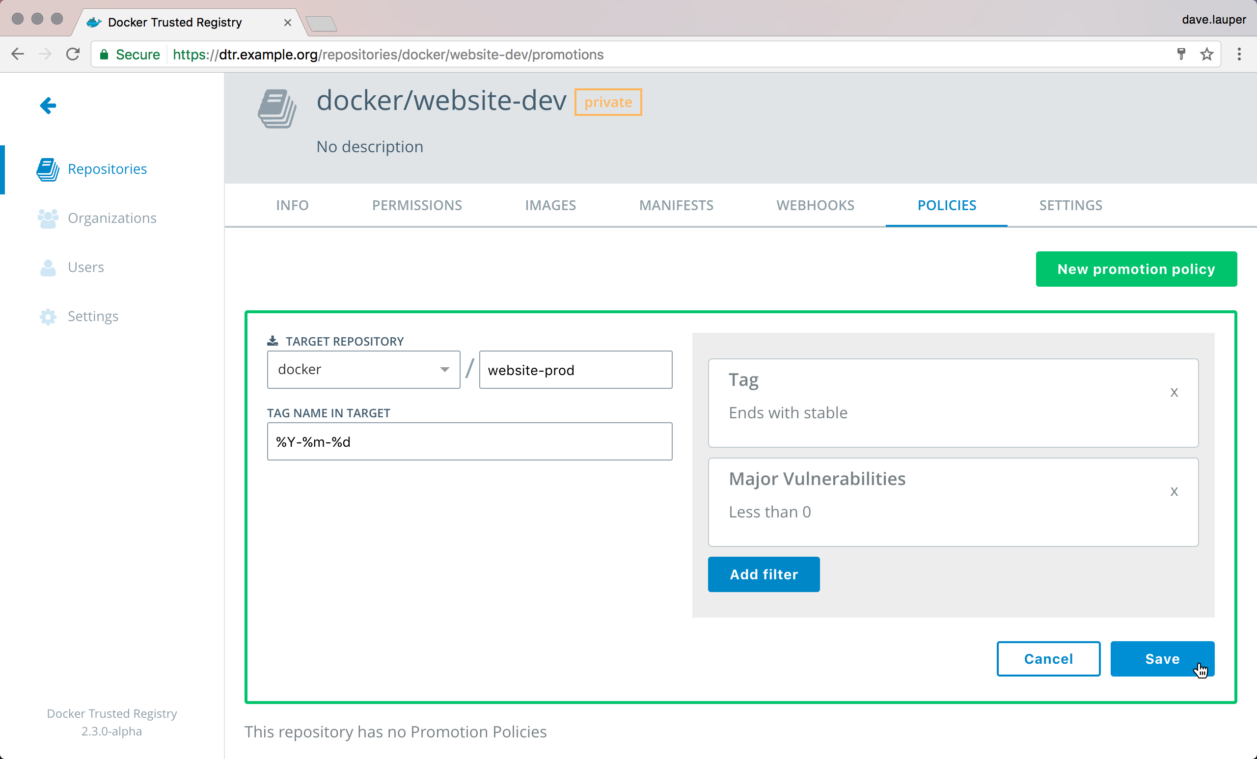 repository with policies