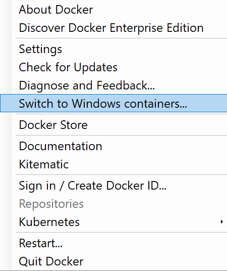 Windows-Linux container types switch
