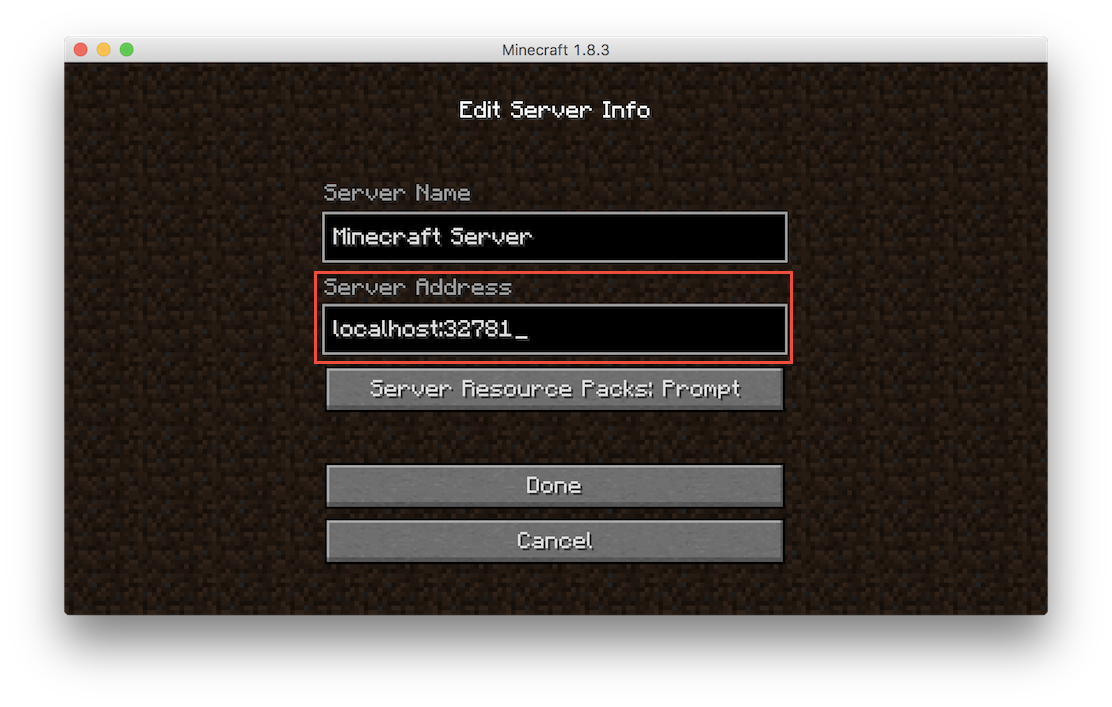Minecraft server address