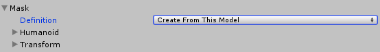 The Mask Definition, Humanoid and Transform options