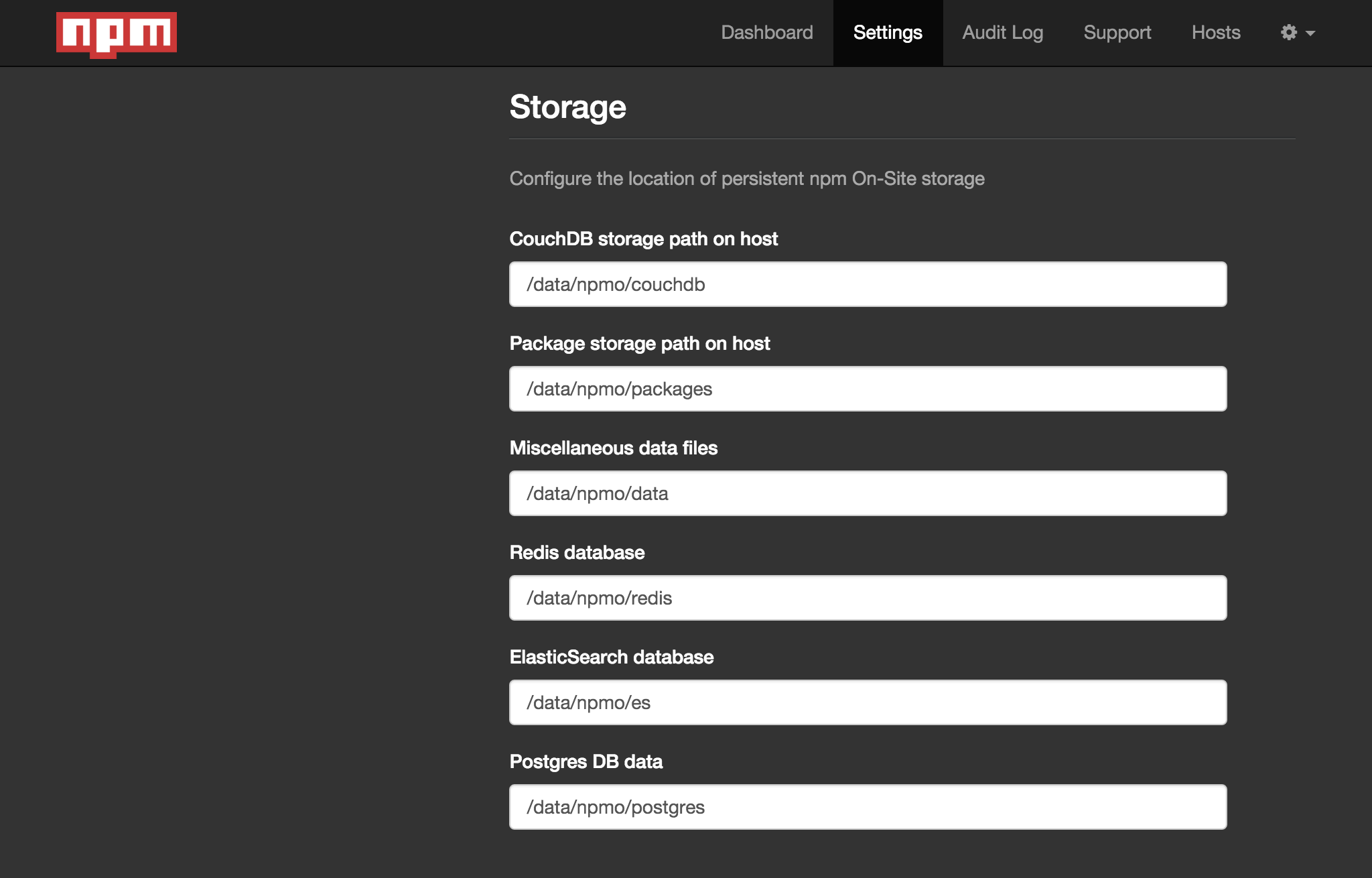 Storage Settings